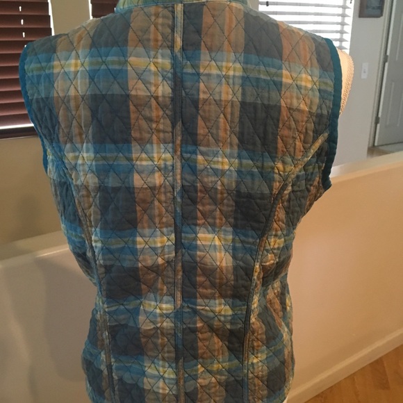 Reversable plaid turquoise snap vest - Picture 3 of 5